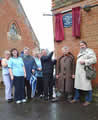 Thumbnail photograph of unveiling of blue plaque - click to enlarge